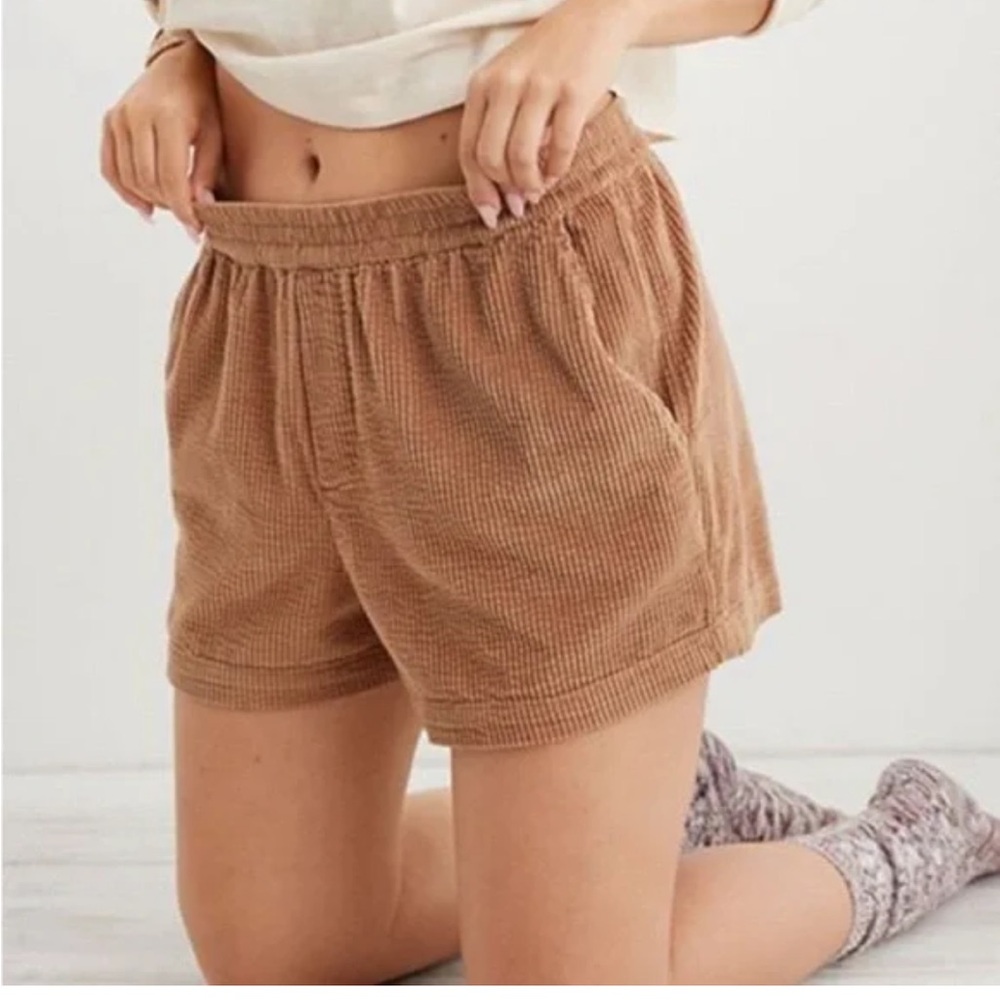 Aerie High Waist Corduroy Shorts - Tan
